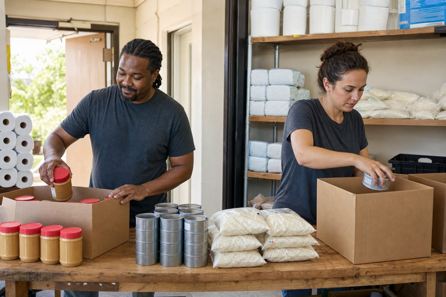 Fresh grocery donations ready for pantry shelves